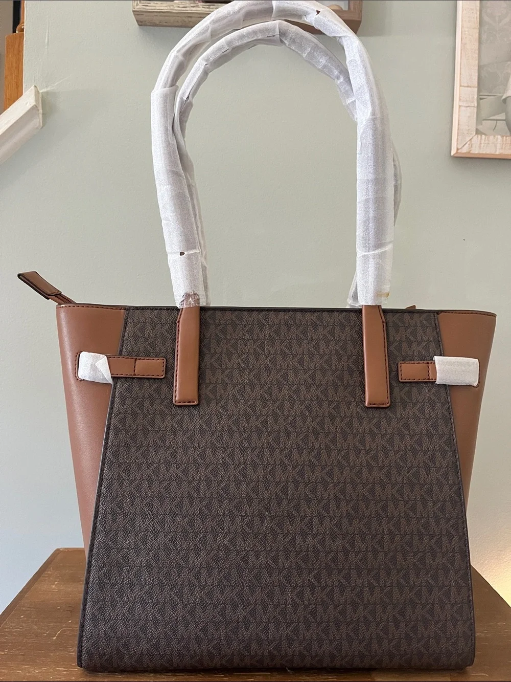 Michael Kors  “Carmen” Brown and Chestnut Signature Tote with Gold Logo